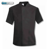 Coolmax Chefs Jacket Short Sleeve Black - White  Adomoo